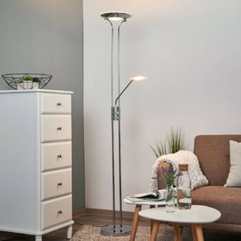 Stojaca LED lampa s lampou na čítanie Aras chróm - Image 3