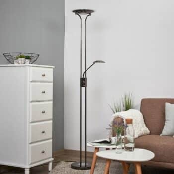 Lesklé LED stojacia lampa Aras, čierno-chrómové - Image 2