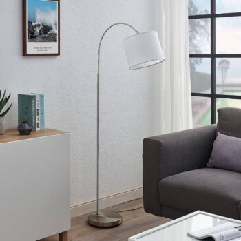 Oblúková stojaca lampa Mateji biele tienidlo - Image 4