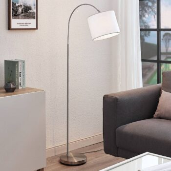 Oblúková stojaca lampa Mateji biele tienidlo - Image 3