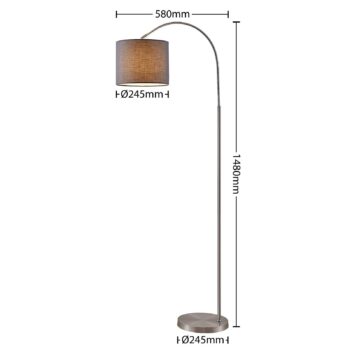 Lindby Keriba stojaca lampa, nikel/tmavosivá - Image 2