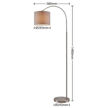 Lindby Keriba stojaca lampa, nikel/taupe - Image 2
