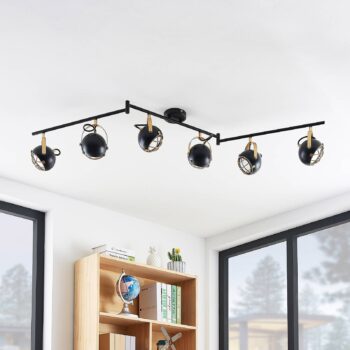 Lindby Dawid stropné LED, imitácia dreva, 6-pl.