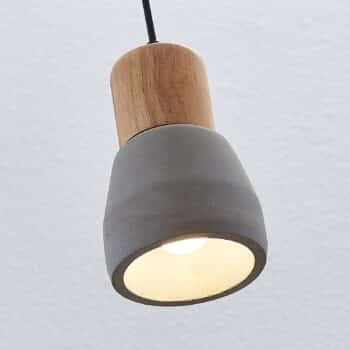 Betónová závesná lampa Margot s drevom 1-plameňové - Image 3