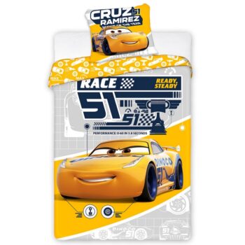 Tiptrade Detské bavlnené obliečky Cars 3 Dinoco Cruz Ramirez, 140 x 200 cm, 70 x 90 cm