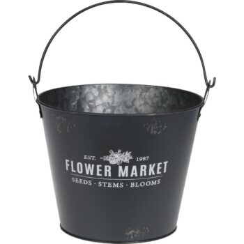 Kovový obal na kvetináč Flower market sivá, 23,3 cm