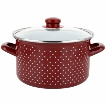 Smaltovaný hrniec RETRO 18 cm, červená