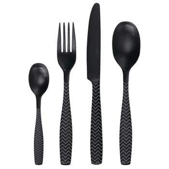 Príborový set 24 ks – Gaya All Satin čierny - Chevron