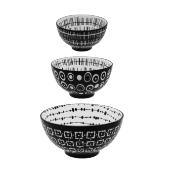 Set misiek na cereálie 3 ks - Basic Dots Black