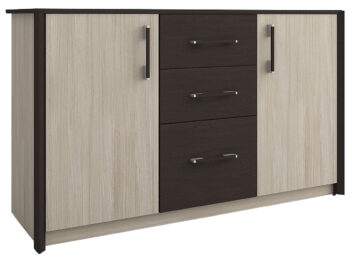 NABBI Seina CH-2D/3DR-1360 dvojdverová komoda so zásuvkami dub sonoma / wenge magic