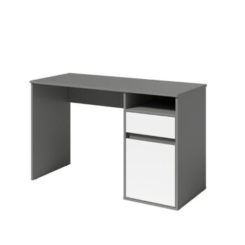 KONDELA Bili pc stôl tmavosivý grafit / biela