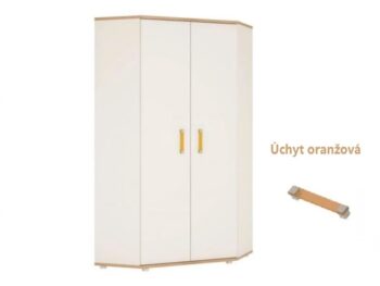 AVALON TYP 21 rohová skriňa alpská biela/ san remo  -oranžová
