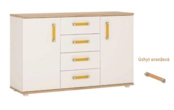 AVALON TYP 41 komoda alpská biela/ san remo - oranžová