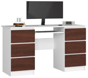 Moderný písací stôl JIŘÍ135, biely / wenge