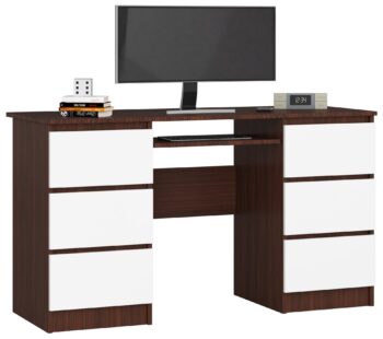 Moderný písací stôl JIRÍ135, wenge/biely