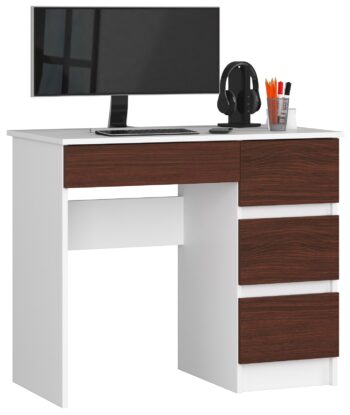 Dizajnový písací stôl ZEUS90P, biely / wenge