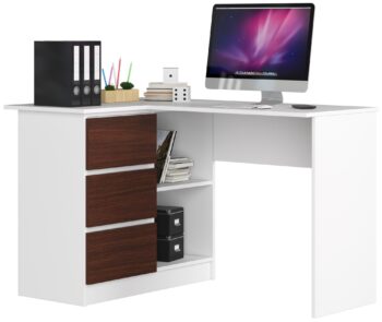 Moderný písací stôl HERRA124L, biely / wenge