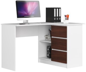 Moderný písací stôl HERRA124P, biely / wenge