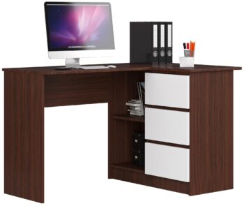 Moderný písací stôl HERRA124P, wenge/biela