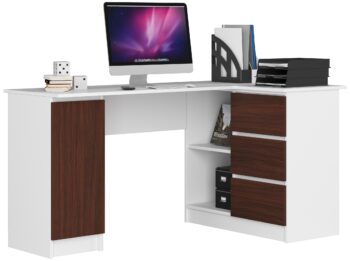 Moderný písací stôl SCYL155P, biely / wenge