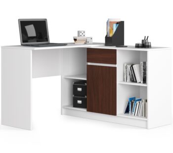 Dizajnový písací stôl CASPER, biely / wenge