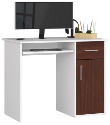 Dizajnový písací stôl MELANIA90, biely / wenge