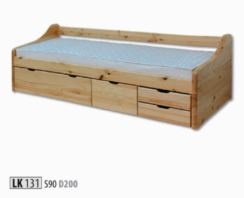LK131 Posteľ so zásuvkami šírka 90 cm, prírodná borovica