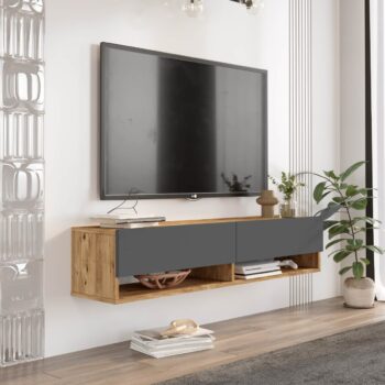 závesný TV stolík FREY 11, farba borovica + antracit