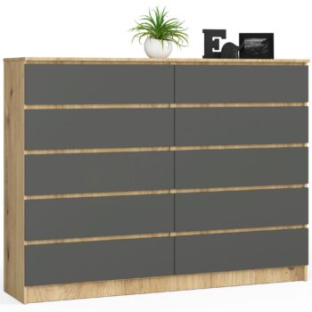 Moderná široká a vysoká komoda, HERMÍNA160, dub Artisan / grafit