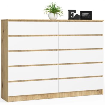 Moderná široká a vysoká komoda, HERMÍNA160, dub artisan / biela