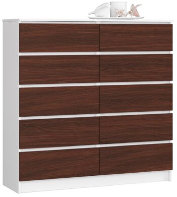 Dizajnová vysoká komoda LIDUŠKA120, biela / wenge
