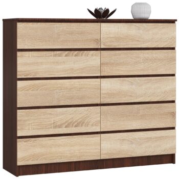 Dizajnová vysoká komoda, AGÁTA140, wenge / dub Sonoma