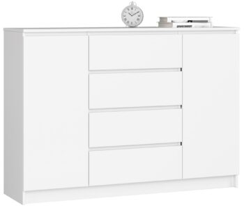 Moderná vysoká komoda, LEA140, biela