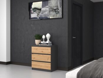 Zásuvková komoda WALMA M3, antracit/ dub artisan