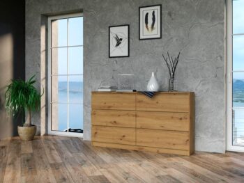 Široká komoda so zásuvkami WALMA M6 140, dub artisan
