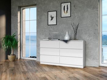 Široká komoda so zásuvkami WALMA M6 140, biela