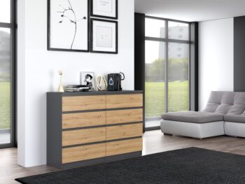 Široká komoda so zásuvkami WALMA M8 140, antracit/ dub artisan
