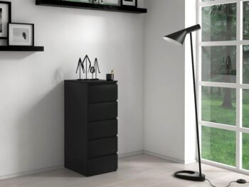 Moderná komoda 5W, čierna