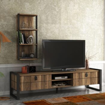 DELUXE LOST Tv stolík, metal / orech