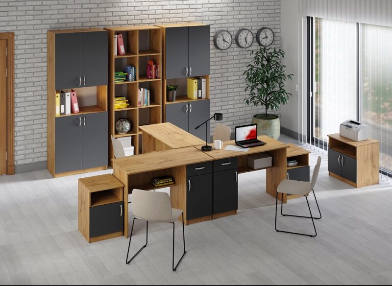 KANTOR KIT písací stôl N03, antracit / dub Apalačský, pravý - Image 2