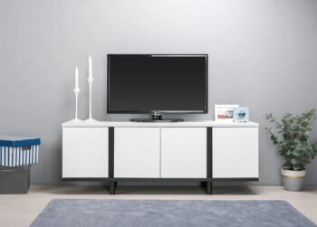 KVATRO stolík pod TV, biela/čierna