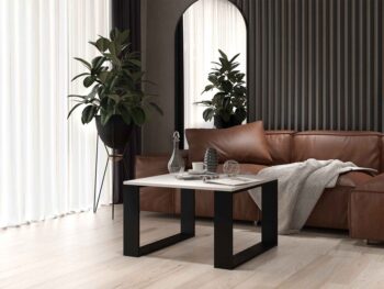 LIVIO LOFT moderný mini kávový stolík, biely/čierny