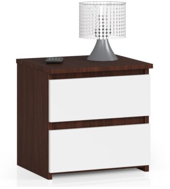 Moderný nočný stolík CALIN40, wenge/biely