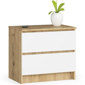 Dizajnový nočný stolík KARIN60, dub artisan / biely