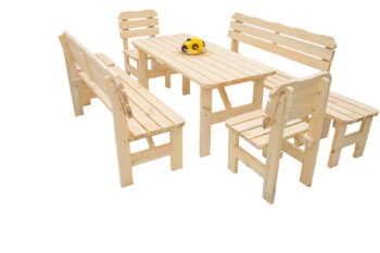 DEOKORK Masívna drevená záhradná zostava z borovice 1+6 drevo 32 mm (220 cm)