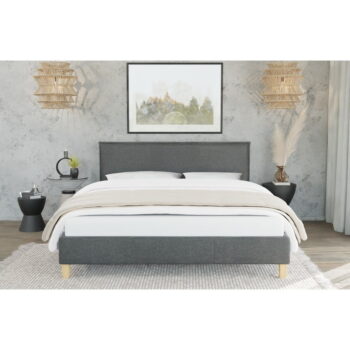 Tmavosivá čalúnená jednolôžková posteľ s roštom 90x200 cm Tina – Ropez - Image 3