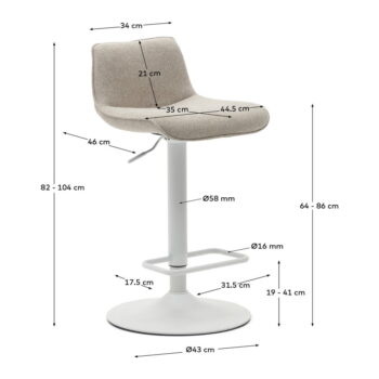 Béžové barové stoličky v súprave 2 ks 103 cm Zenda – Kave Home - Image 7