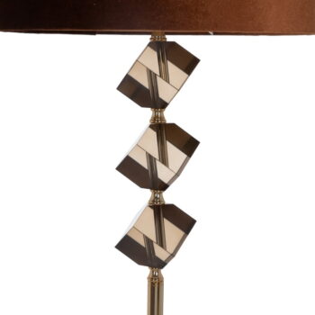 Stojacia lampa v hnedej a zlatej farbe s textilným tienidlom (výška 163 cm) – Ixia – Obrázok 6