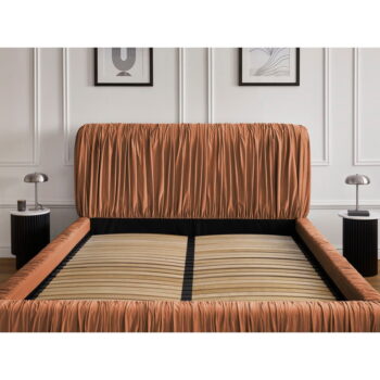 Oranžová čalúnená dvojlôžková posteľ s úložným priestorom s roštom 180x200 cm Blair – Bobochic Paris – Obrázok 4