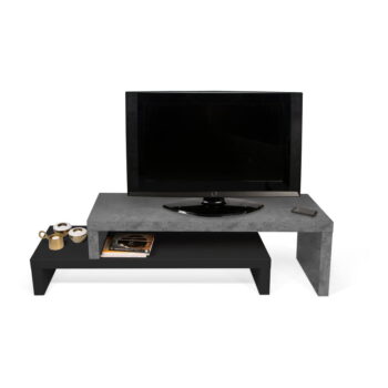 Dvojitý televízny stolík čierny s betónovým dekorom TemaHome Cliff, 125 × 40 cm – Obrázok 6